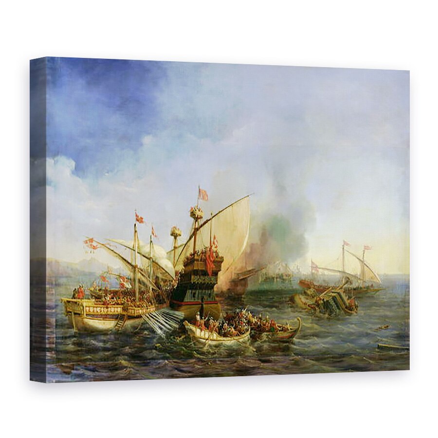 Tablou canvas - Auguste Etienne Francois Mayer - Naval Battle of Episkopi in 1323, 75 x 100 cm
