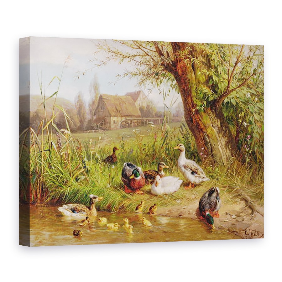 Tablou canvas - Carl Jutz - Rate Mallard cu ratele lor, 75 x 100 cm