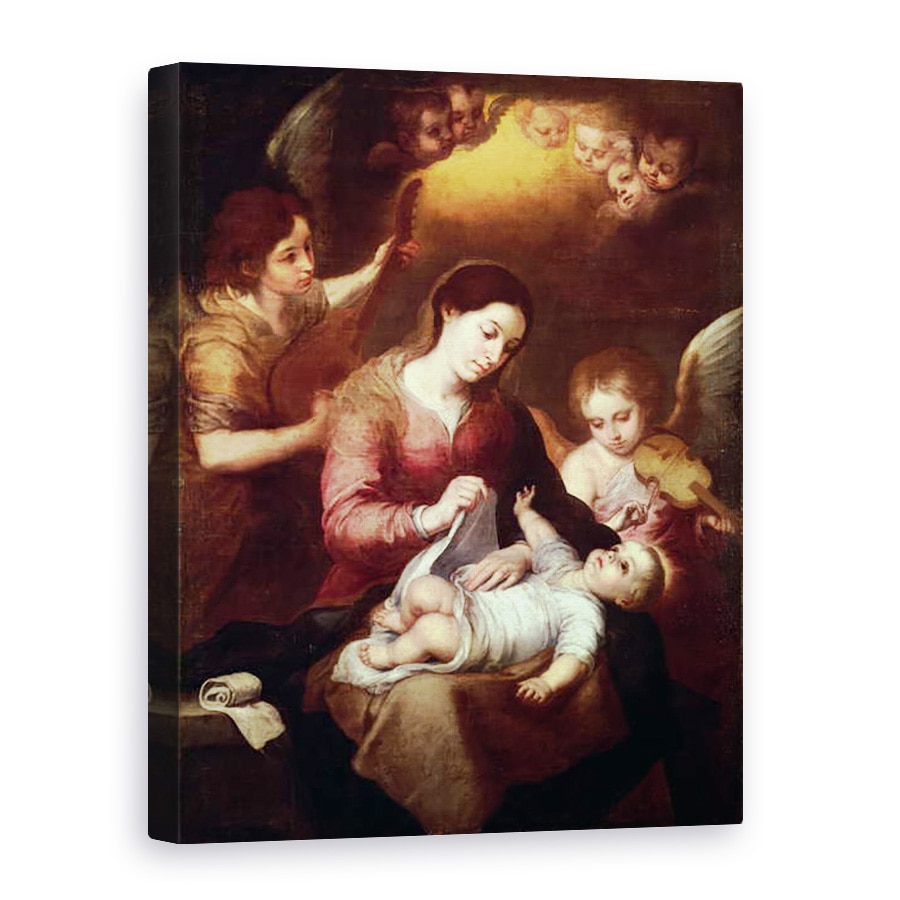 Tablou canvas - Bartolome Esteban Murillo - Madonna impachetarea copilului Hristos in robe de infasat, 75 x 100 cm