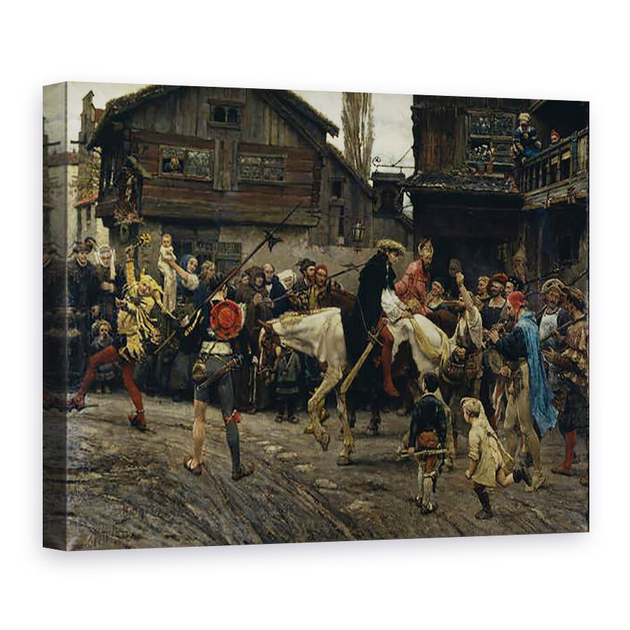 Tablou canvas - Carl Gustaf Hellqvist - Intrarea rusinoasa a lui Peder Sundanvader si a maestrului Knut in Stockholm in 1526, 50 x 70 cm