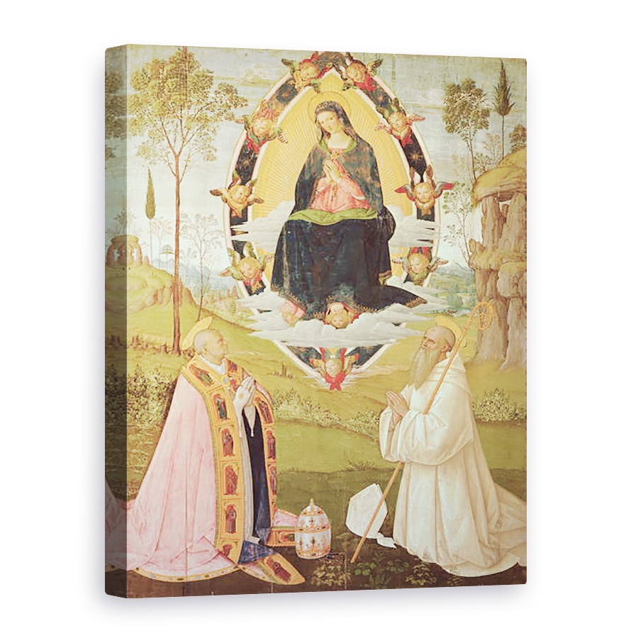 Tablou canvas - Bernardino di Betto Pinturicchio - Fecioara in glorie cu Sfantul Grigorie si Sfantul Bene, 50 x 70 cm