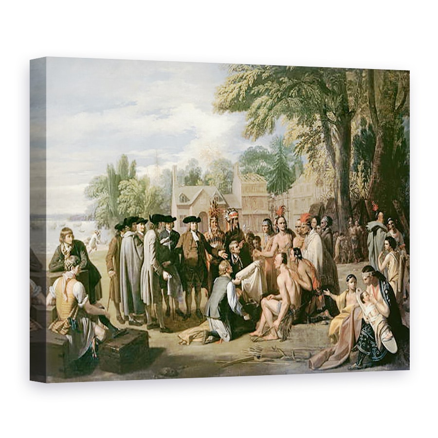 Tablou canvas - Benjamin West - Tratatul lui William Penn cu indienii in noiembrie 1683, 50 x 70 cm