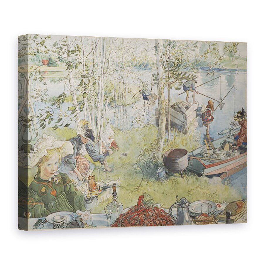 Tablou canvas - Carl Larsson - Crayfishing, din seria O casa, 75 x 100 cm
