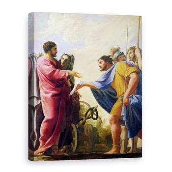 Tablou canvas - Charles Francois Poerson - Scena din viata lui Cincinnatus. Cincinnatus Revenind la Plugul sau Decorat cu o coroana de laur, 50 x 70 cm Tablou canvas - Charles Francois Poerson - Scena din viata lui Cincinnatus. Cincinnatus Revenind la Plugul sau Decorat cu o coroana de laur, 50 x 70 cm