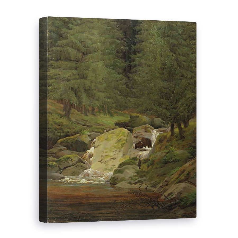 Tablou canvas - Caspar David Friedrich - Evergreens de cascada, 75 x 100 cm