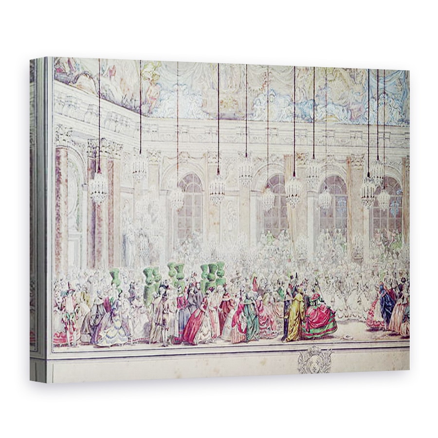 Tablou canvas - Charles Nicolas II Cochin - Balul mascat la Galerie des Glaces cu ocazia casatoriei Delfinului cu Marie-Therese, 75 x 100 cm