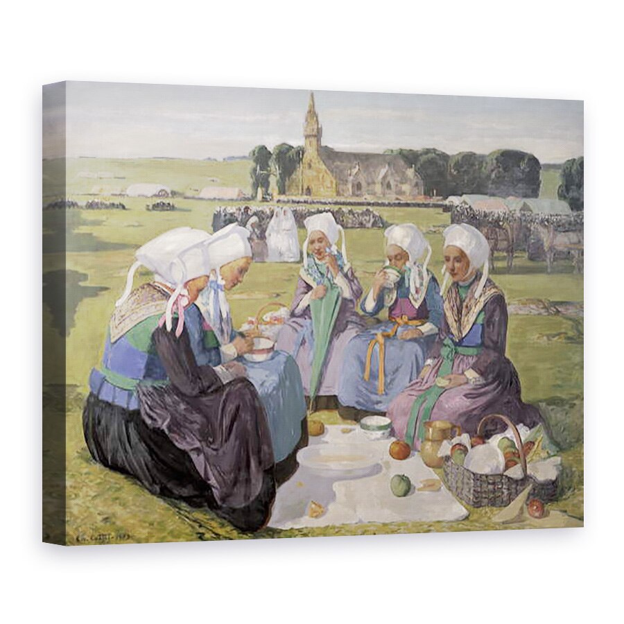 Tablou canvas - Charles Cottet - Femeile din Plougastel la gratierea Notre-Dame de la Palud, 75 x 100 cm