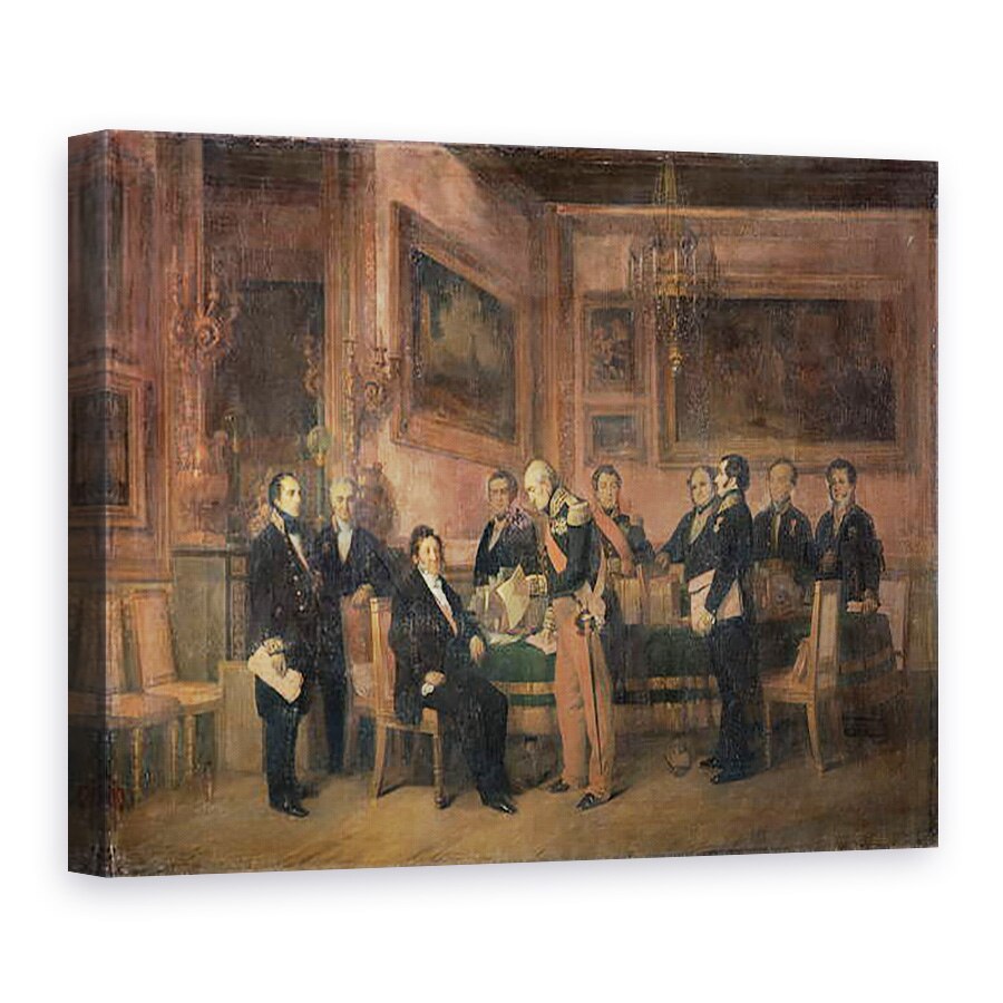 Tablou canvas - Claude Jacquand - Consiliul de Ministri al Tuileries Semnarea Legii Regentei, 15 august 1842, 75 x 100 cm