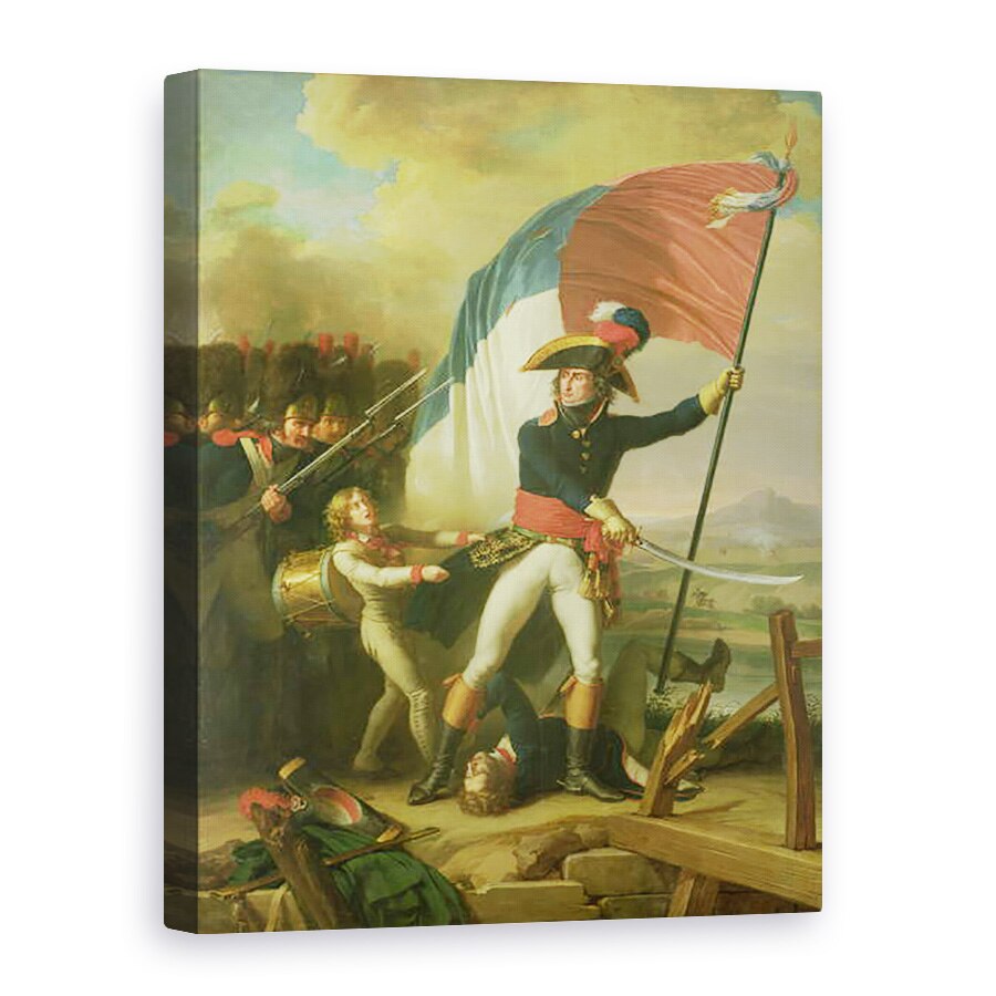 Tablou canvas - Charles Thevenin - Generalul Augereau 1757-1816 pe Punte in batalia de la Arcola din 15 noiembrie 1796, 50 x 70 cm