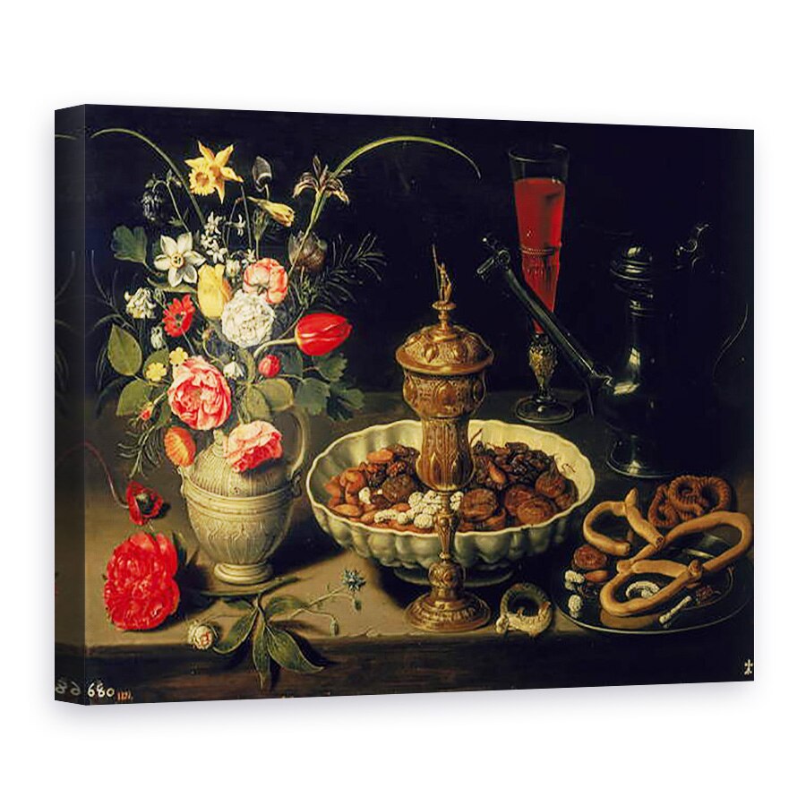 Tablou canvas - Clara Peeters - Natura moarta de flori si fructe uscate, 50 x 70 cm
