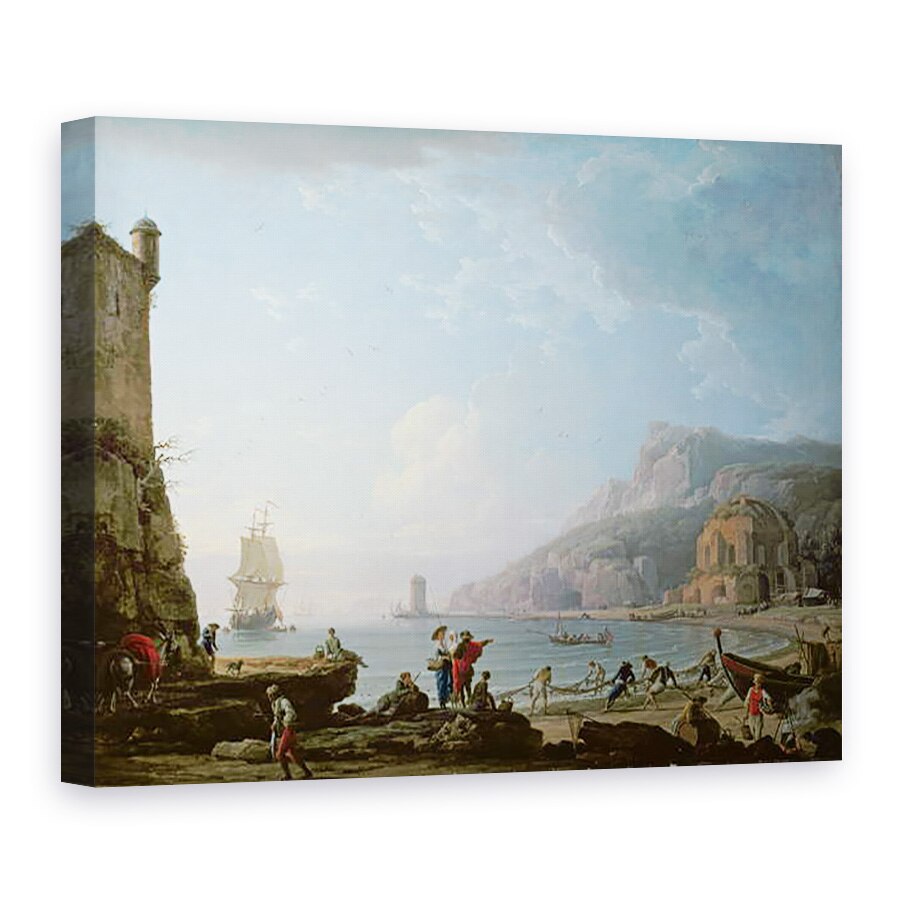 Tablou canvas - Claude Joseph Vernet - Scena de dimineata intr-un golf, 75 x 100 cm