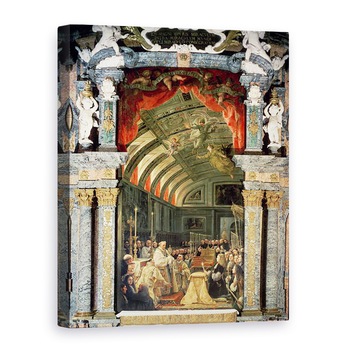 Tablou canvas - Claudio Coello - Sfanta impartasanie a lui Carol al II-lea 1661-1700 si a Curtii sale, 50 x 70 cm Tablou canvas - Claudio Coello - Sfanta impartasanie a lui Carol al II-lea 1661-1700 si a Curtii sale, 50 x 70 cm