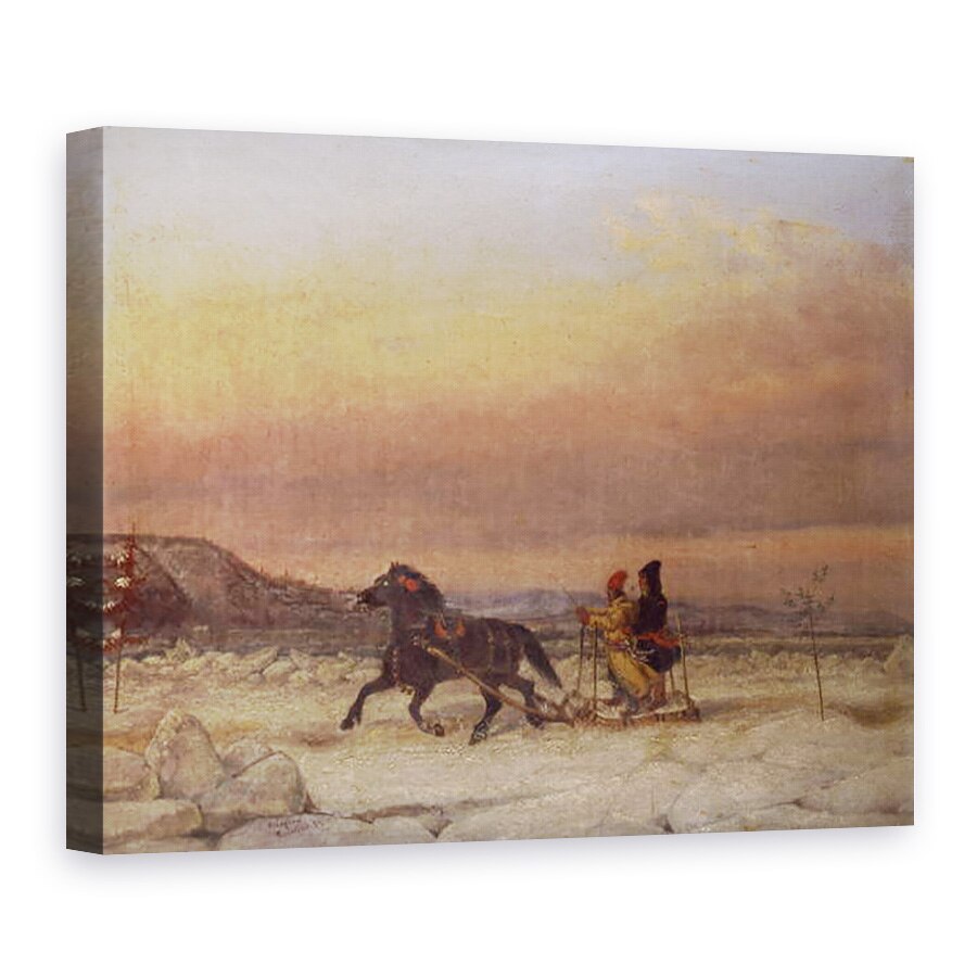 Tablou canvas - Cornelius Krieghoff - Sanie in zapada, 50 x 70 cm