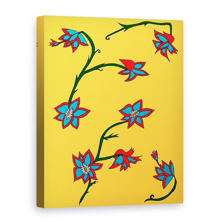 Tablou canvas - Daisy de Villeneuve - Flori de fundal galben, 75 x 100 cm