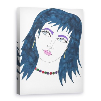 Tablou canvas - Daisy de Villeneuve - Fata cu parul bleumarin, 75 x 100 cm Tablou canvas - Daisy de Villeneuve - Fata cu parul bleumarin, 75 x 100 cm