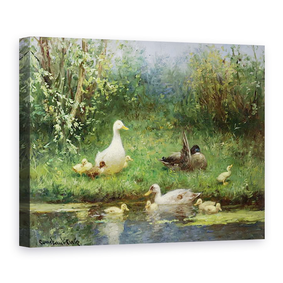 Tablou canvas - David Adolph Constant Artz - Rate pe malul unui rau, 75 x 100 cm