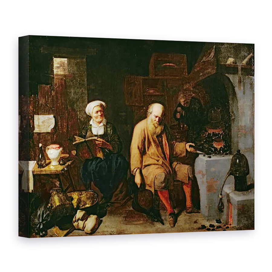 Tablou canvas - David III Ryckaert - Alchimistul, 75 x 100 cm