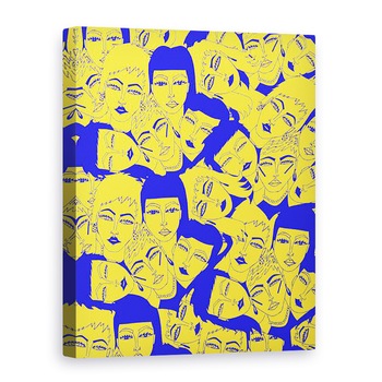 Tablou canvas - Daisy de Villeneuve - Fete galbene si albastre, 50 x 70 cm Tablou canvas - Daisy de Villeneuve - Fete galbene si albastre, 50 x 70 cm