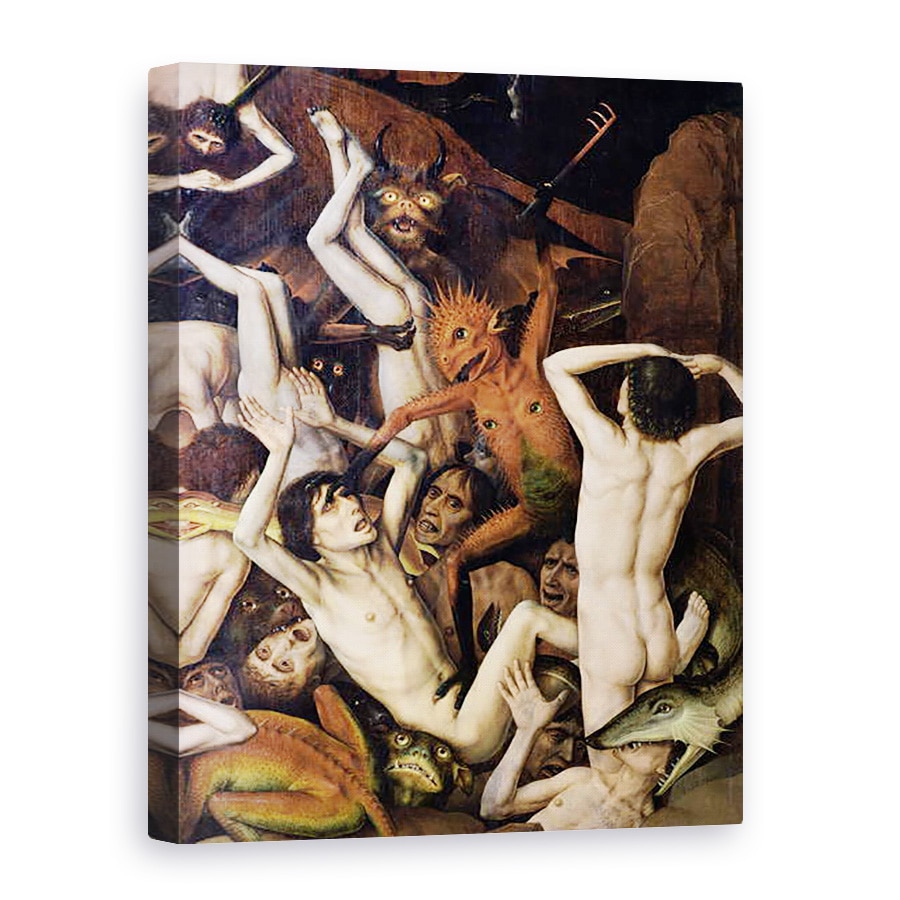 Tablou canvas - Dirck Bouts - Iadul, detaliu al unui demon lovindu-l pe blestemat, 75 x 100 cm