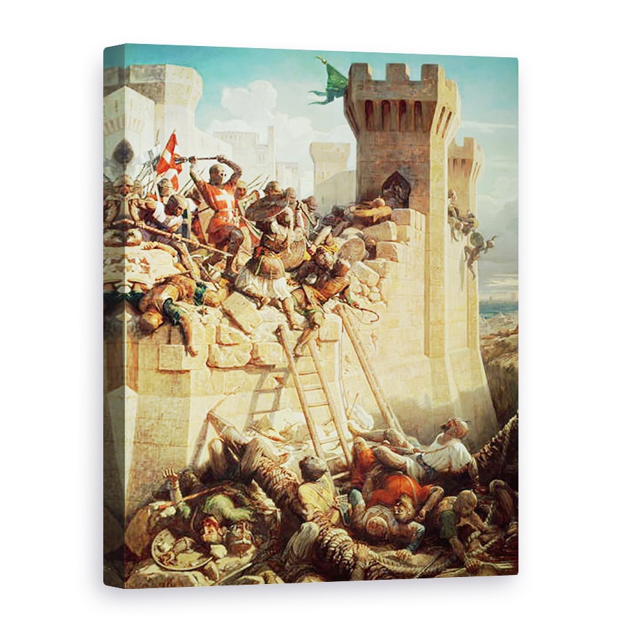 Tablou canvas - Dominique Louis Papety - Guillaume de Clermont aparand Ptolemais Acre in 1291, 60 x 80 cm