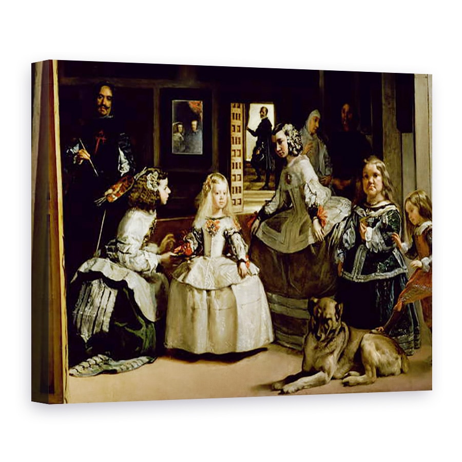 Tablou canvas - Diego Rodriguez de Silva y Velazquez - Las Meninas, detaliu al jumatatii inferioare reprezentand familia lui Filip al IV-lea 1605-65 din Spania, 50 x 70 cm