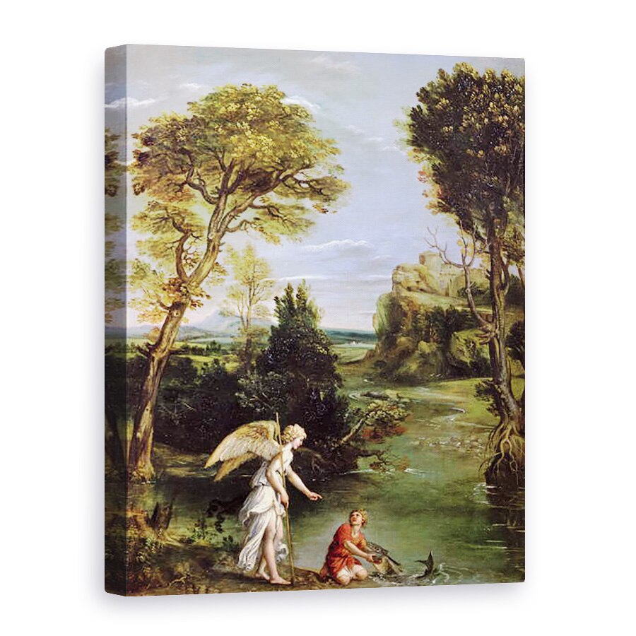 Tablou canvas - Domenichino - Peisaj cu Tobias de stabilire a pestilor, 50 x 70 cm