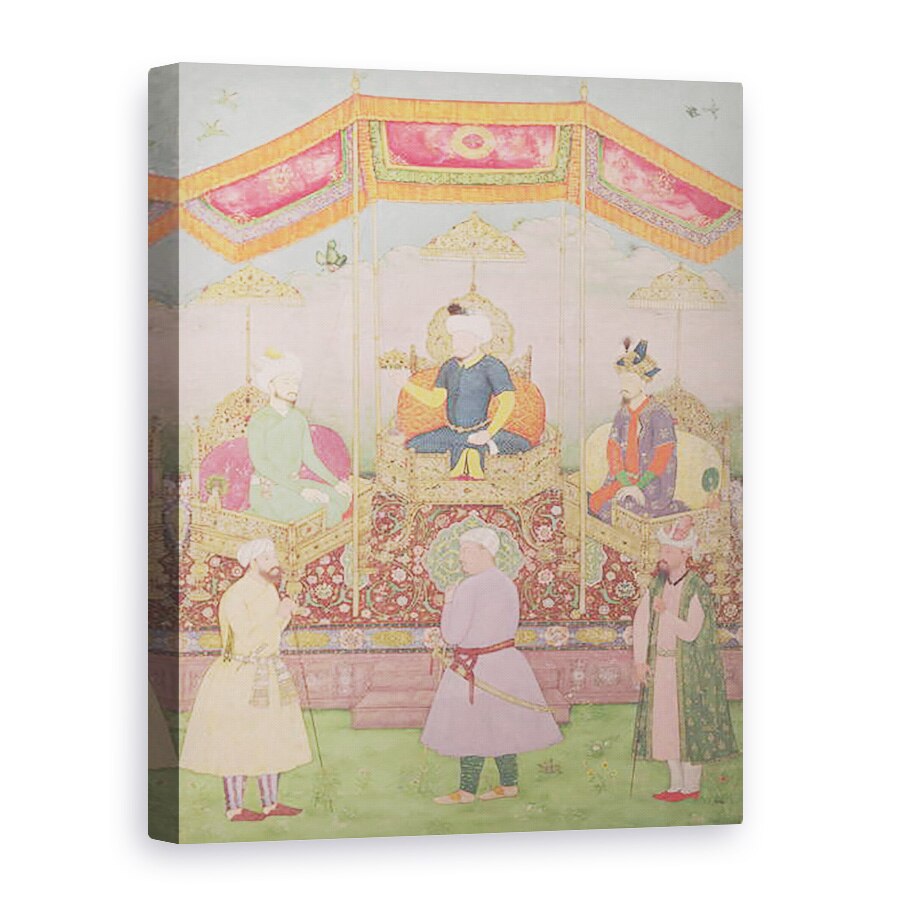 Tablou canvas - Dip Chand - Mughal imparatul Babur si fiul sau, Humayan, miniatura indiana din Rajasthan, 50 x 70 cm