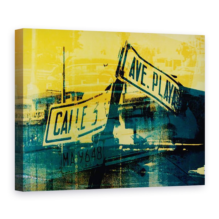 Tablou canvas - David Studwell - Semnul de strada verde si galben, 50 x 70 cm