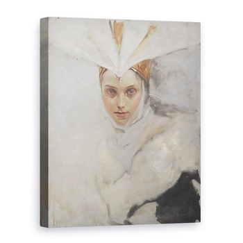Tablou canvas - Edwin Austin Abbey - Femeie cu frizura osprey si guler de blana alba, 50 x 70 cm Tablou canvas - Edwin Austin Abbey - Femeie cu frizura osprey si guler de blana alba, 50 x 70 cm