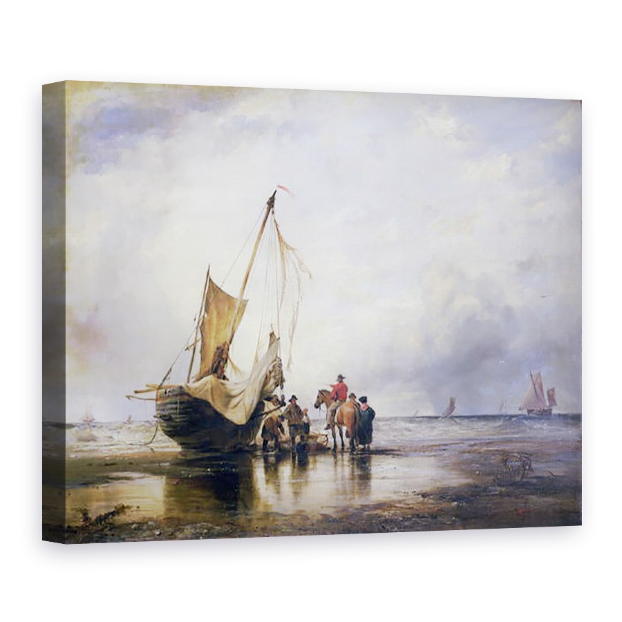 Tablou canvas - Edward William Cooke - Barca de porc pe nisipuri, 75 x 100 cm