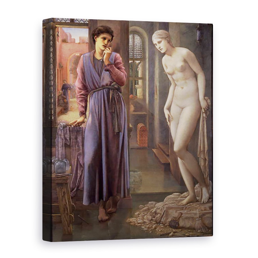 Tablou canvas - Edward Coley Burne-Jones - Pygmalion si imaginea - Mana se abtine, 75 x 100 cm