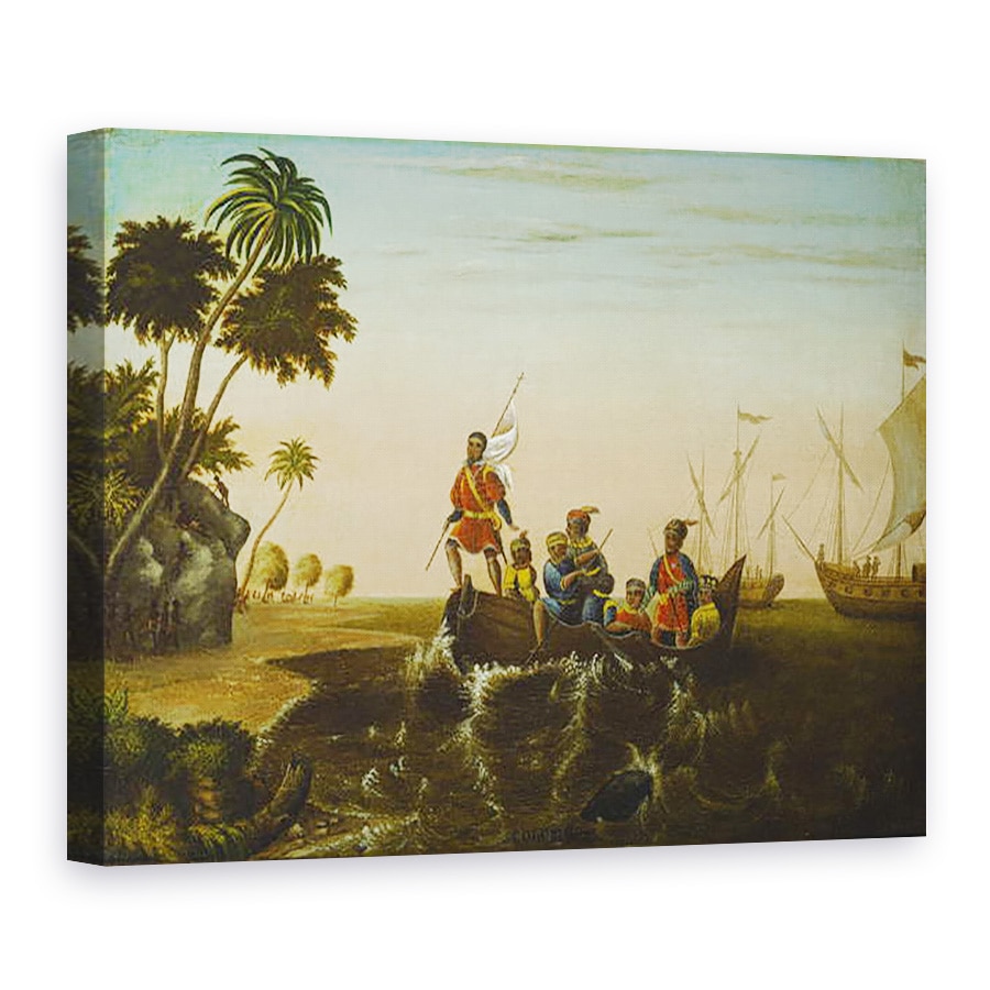 Tablou canvas - Edward Hicks - Aterizarea lui Columb, 75 x 100 cm