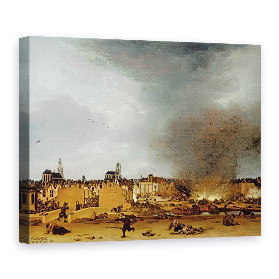 Tablou canvas - Egbert van der Poel - O vedere a Delft cu explozia din 1654, 50 x 70 cm