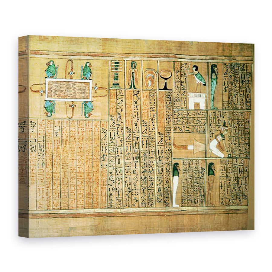 Tablou canvas - Egyptian 19th Dynasty - Detaliu ilustrand decedatul si Ba lui, din Cartea mortilor scribului Orice, 75 x 100 cm