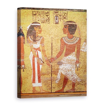 Tablou canvas - Egyptian 18th Dynasty - Tutankhamon c.1370-1352 i.Hr. si sotia sa, Ankhesenamun, din mormantul sau, 75 x 100 cm Tablou canvas - Egyptian 18th Dynasty - Tutankhamon c.1370-1352 i.Hr. si sotia sa, Ankhesenamun, din mormantul sau, 75 x 100 cm