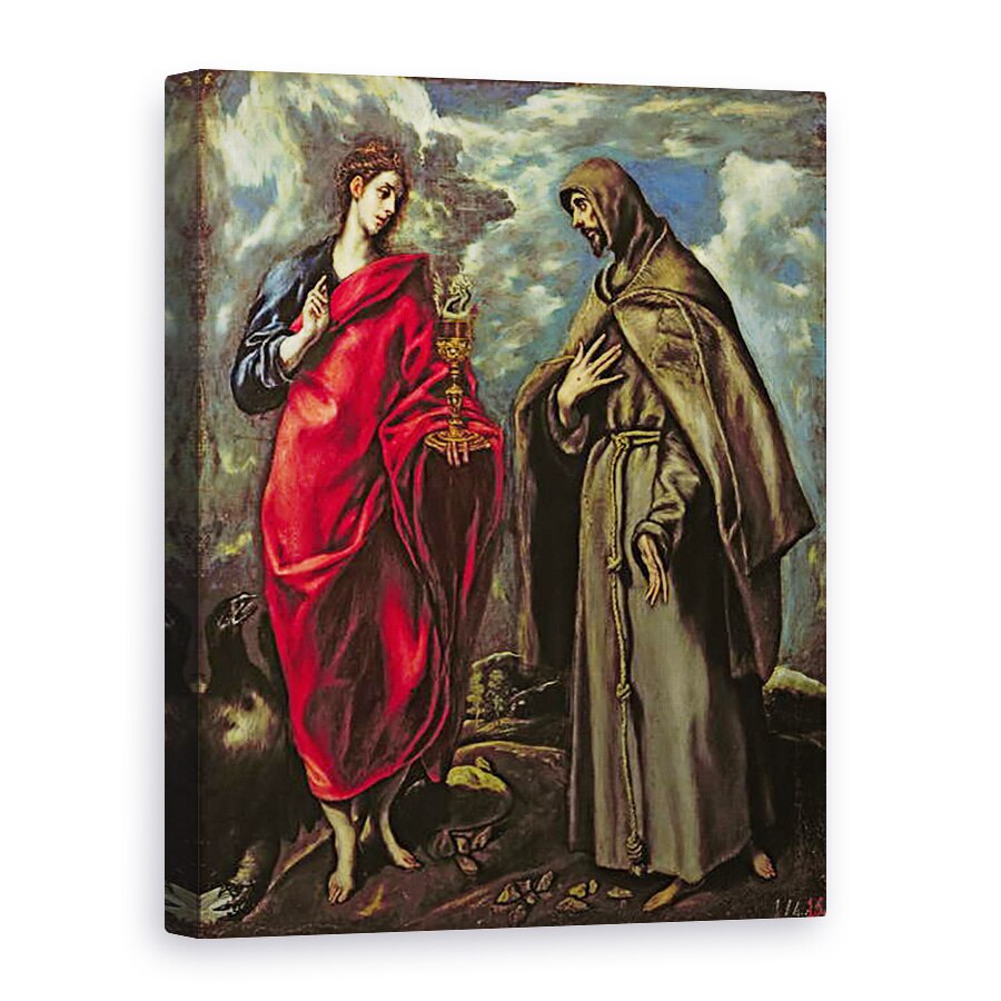 Tablou canvas - El Greco - Sfantul Ioan Evanghelistul si Sfantul Francisc, 75 x 100 cm