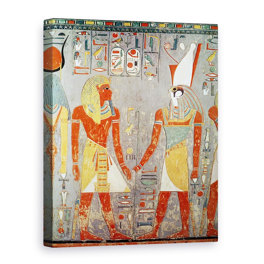Tablou canvas - Egyptian 18th Dynasty - Relief reprezentand Horemheb c.1323-1295 i.Hr. inaintea lui Horus, din mormantul sau, 75 x 100 cm