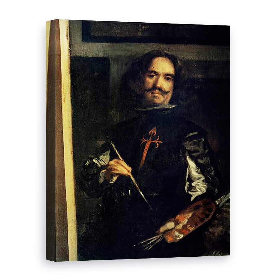 Tablou canvas - Diego Rodriguez de Silva y Velazquez - Las Meninas sau Familia lui Filip al IV-lea, detaliu al artistului la sevaletul sau, 50 x 70 cm