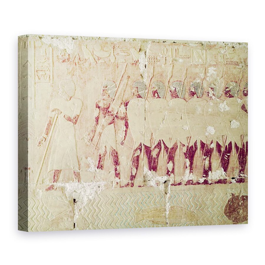 Tablou canvas - Egyptian 18th Dynasty - Relief ilustrand soldatii trimisi de regina Hatshepsut intr-o expeditie in tara Punt, de la Templul Mortuar din Hatshepsut, c.1503-1482 i.Hr., 75 x 100 cm