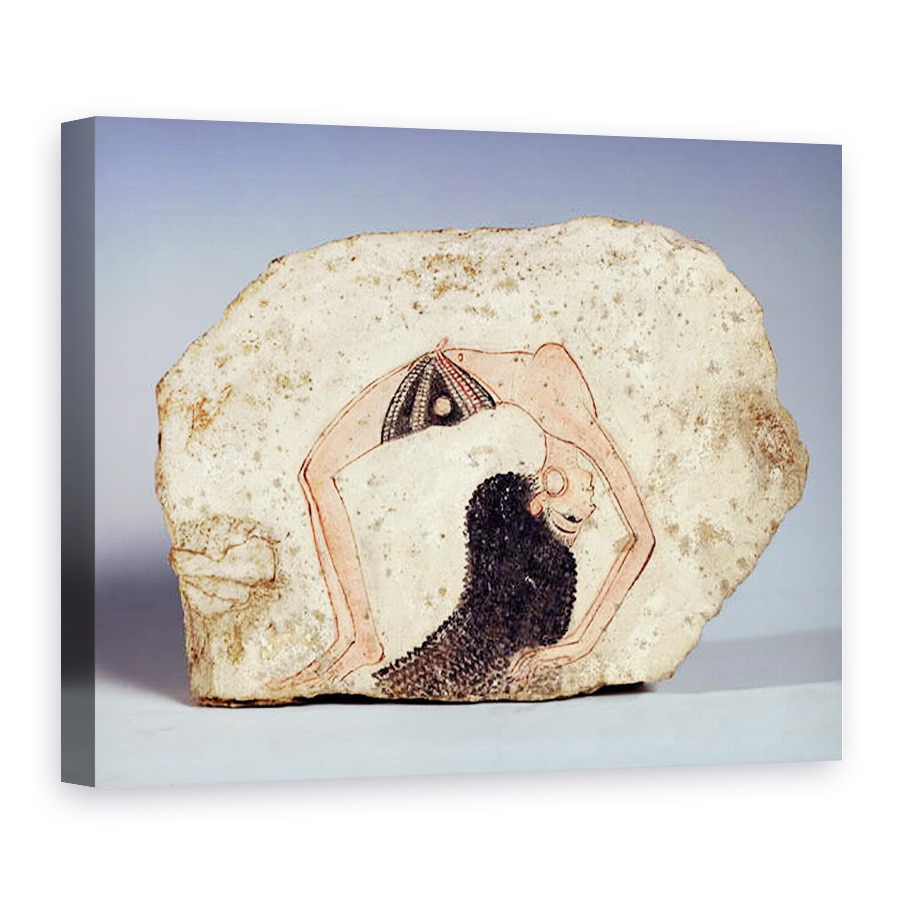 Tablou canvas - Egyptian 19th Dynasty - Fragmentul unei picturi murale reprezentand o dansatoare acrobatica care se distreaza la curte, Noul Regat, 75 x 100 cm