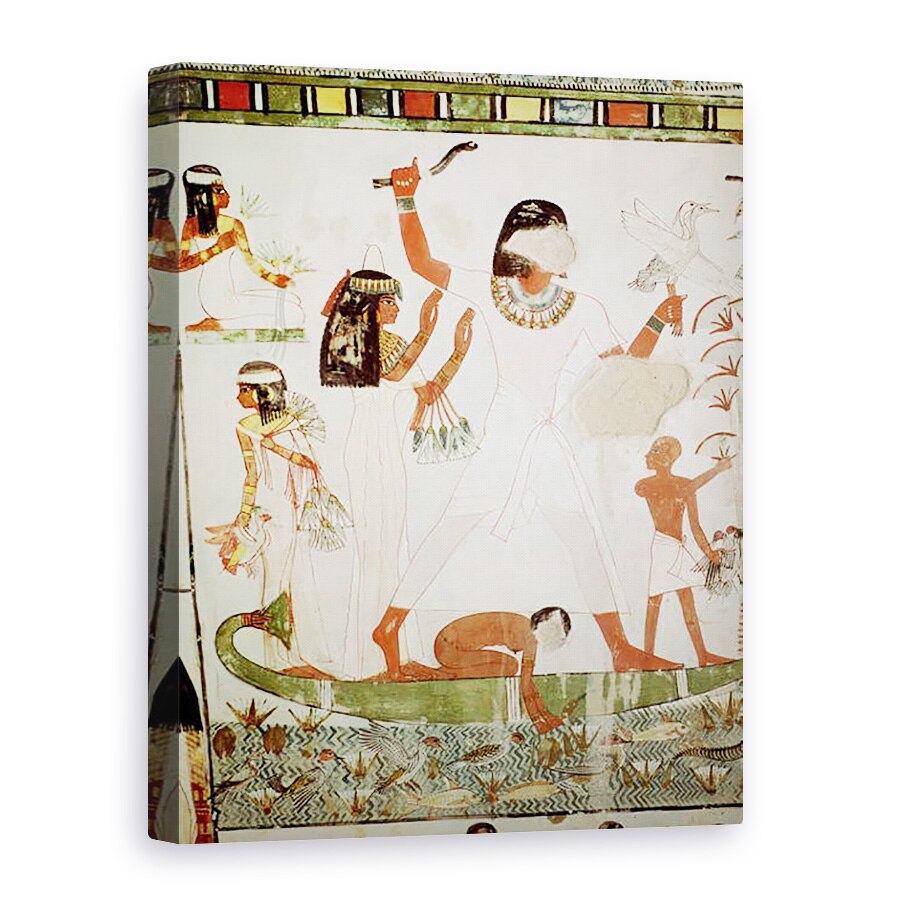 Tablou canvas - Egyptian 18th Dynasty - Pescuit si pasari in mlastini, detalii de la Capela Mormantului din Menna, 75 x 100 cm