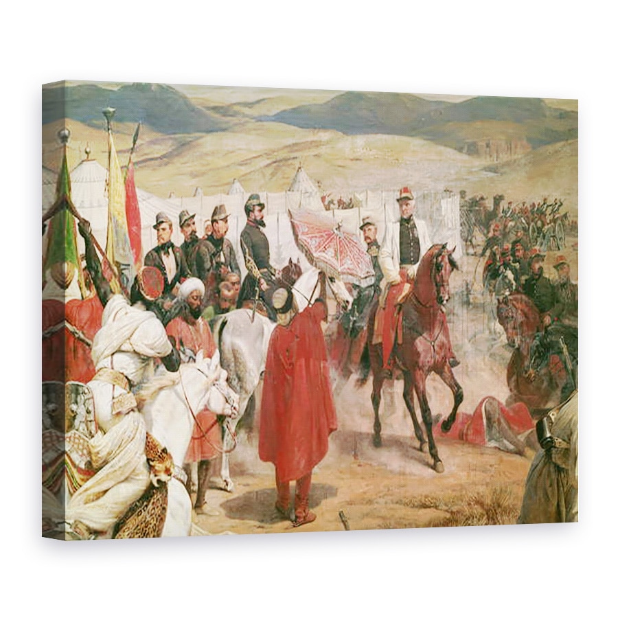 Tablou canvas - Emile Jean Horace Vernet - Maresalul Thomas Bugeaud 1784-1849 si colonelul Joseph Vantini Yousouf 1808-66 in timpul cuceririi Algeriei, 75 x 100 cm