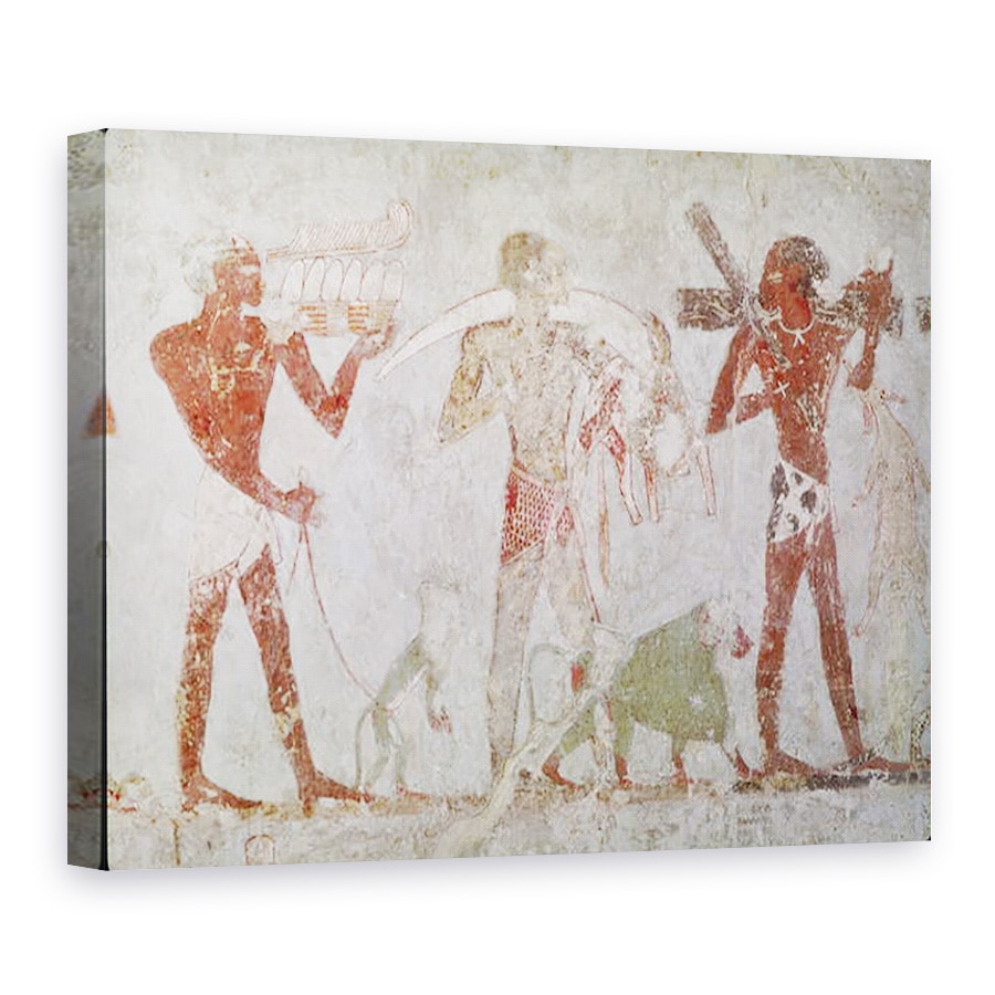 Tablou canvas - Egyptian 18th Dynasty - Kushites care transporta tributuri de aur, fildes si piei de animale, de la mormantul lui Rekhmire, vizir de Tuthmosis III si Amenhotep II, 75 x 100 cm