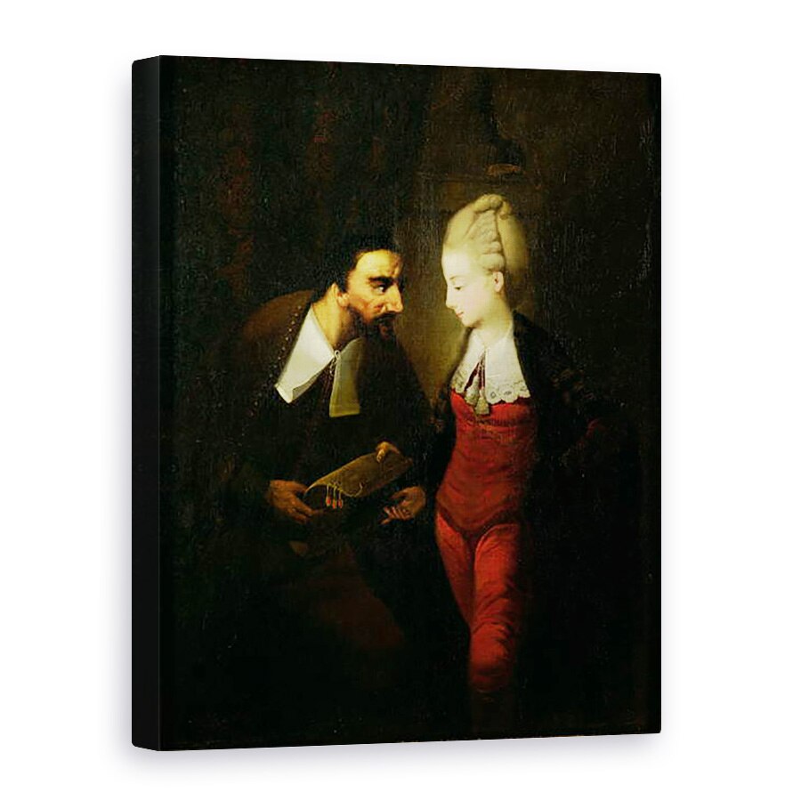 Tablou canvas - Edward Alcock - Portia si Shylock din Negustorul din Venetia Actul IV, scena I, 50 x 70 cm