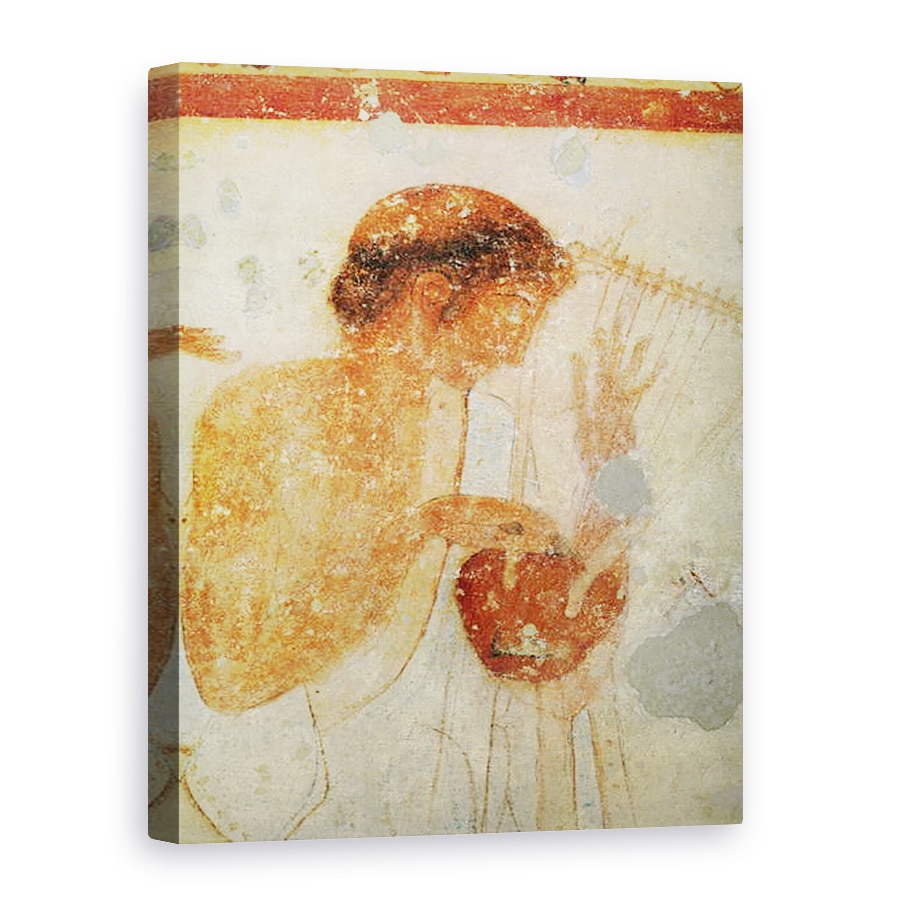Tablou canvas - Etruscan - Detaliu al muzicianului care canta la titera sau la lira, din Mormantul Tricliniumului, 50 x 70 cm