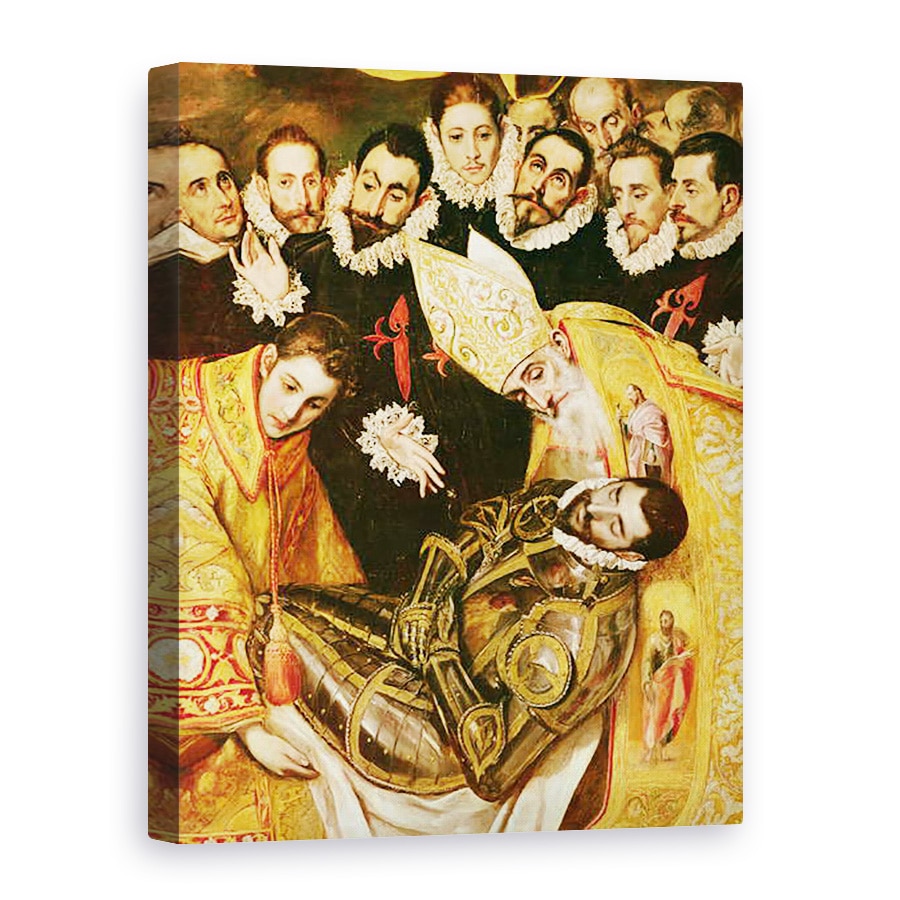Tablou canvas - El Greco - inmormantarea contelui Orgaz, detaliu al contelui impreuna cu Sfantul stefan si Sfantul Augustin, 75 x 100 cm