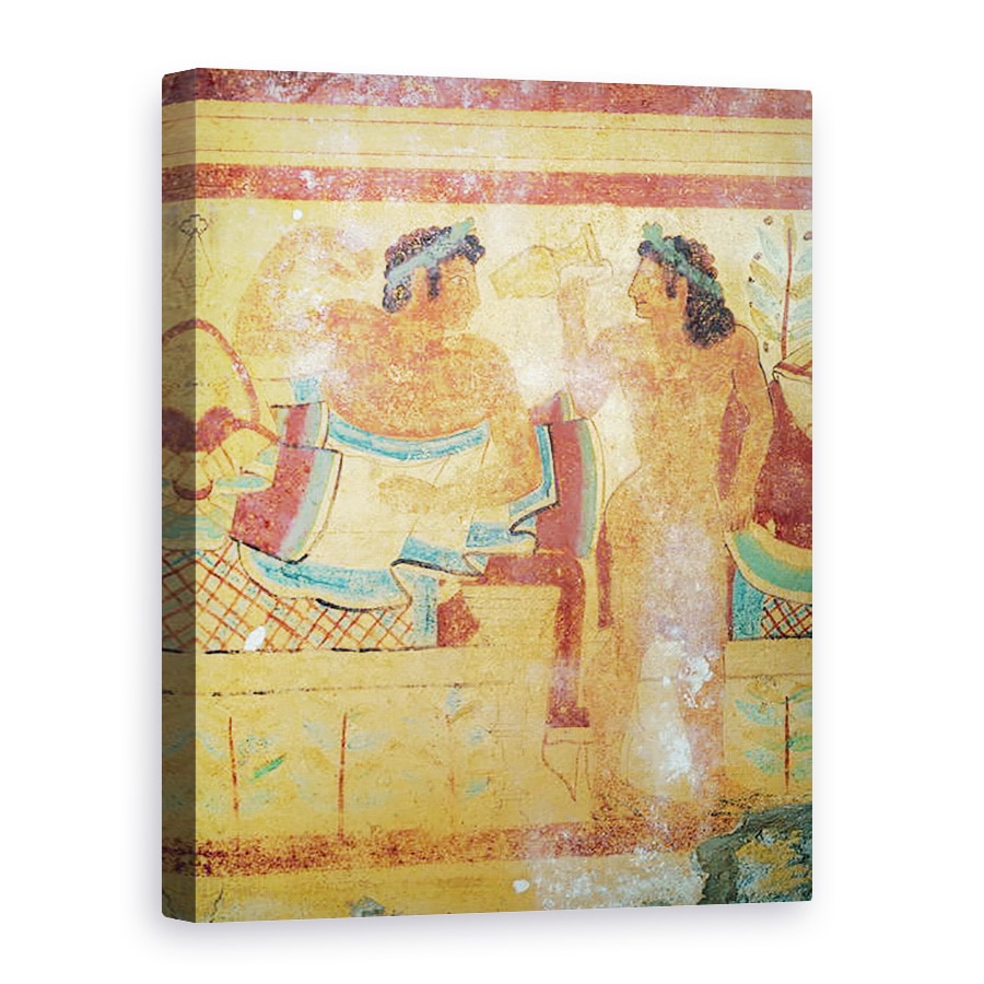 Tablou canvas - Etruscan - Detaliu al banchetului funerar, de la Mormantul Leoparzilor, 50 x 70 cm