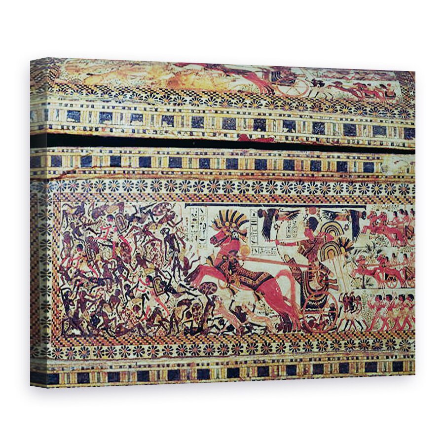 Tablou canvas - Egyptian 18th Dynasty - Tutankhamon c.1370-1352 i.Hr. pe carul sau ataca africani, detaliu dintr-o parte a unui piept, New Kingdom, 75 x 100 cm