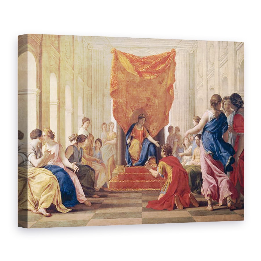 Tablou canvas - Eustache Le Sueur - Poliphilus ingenuncheaza inaintea reginei Eleuterylida, 75 x 100 cm