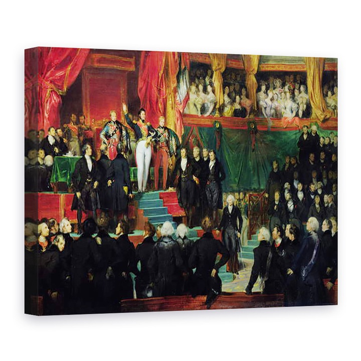Tablou canvas - Eugene Deveria - Louis-Philippe 1773-1850 este investit ca rege in fata Camerei Deputatilor, 50 x 70 cm